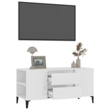 TV Cabinet High Gloss White 102x44.5x50 cm Engineered Wood - 45-Degree Angle
