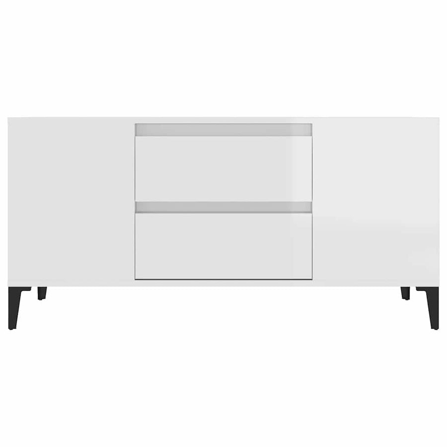 TV Cabinet High Gloss White 102x44.5x50 cm Engineered Wood
