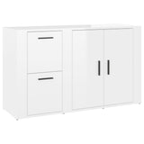 Sideboard High Gloss White 100x33x59.5 cm Engineered Wood - Front View