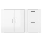 Sideboard High Gloss White 100x33x59.5 cm Engineered Wood - Rear View