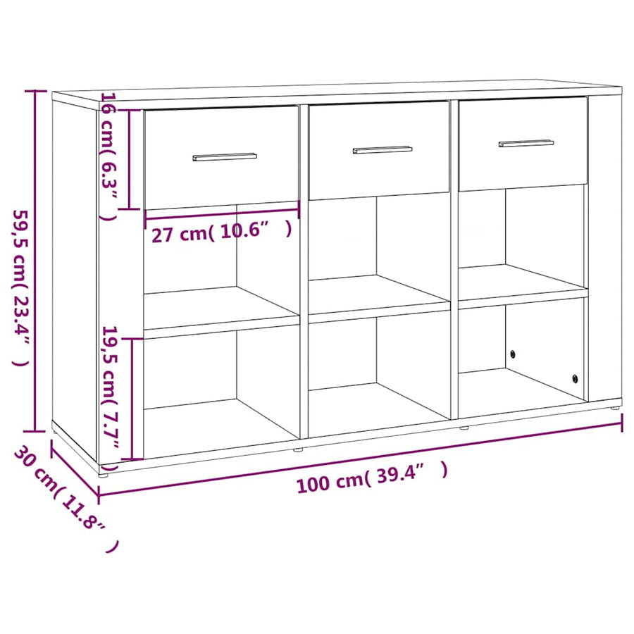 Sideboard White 100x30x59.5 cm Engineered Wood