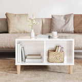 Coffee Table High Gloss White 60x50x36.5 cm Engineered Wood - Side View