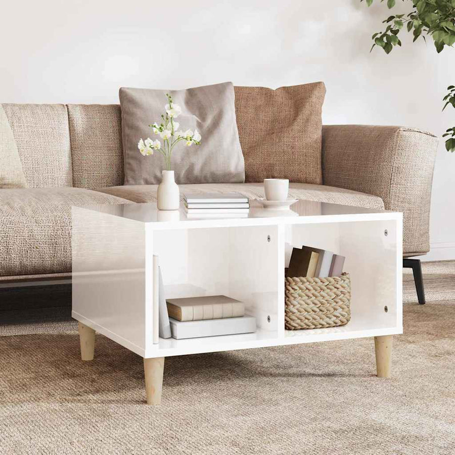 Coffee Table High Gloss White 60x50x36.5 cm Engineered Wood