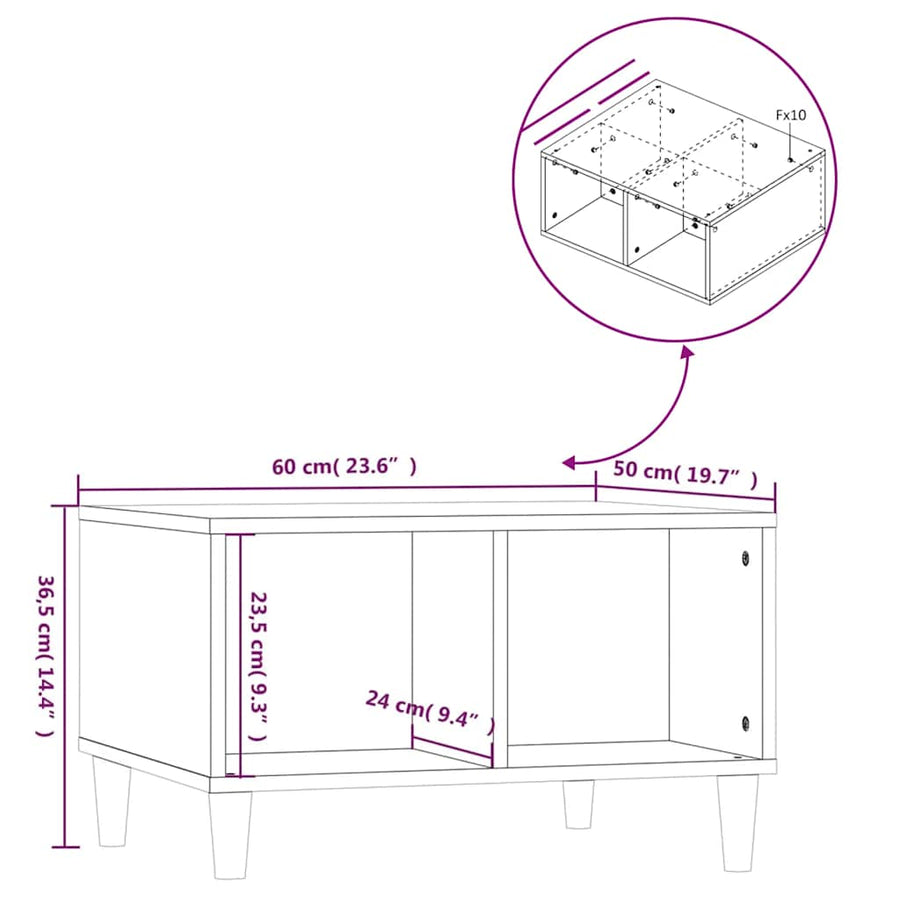 Coffee Table Smoked Oak 60x50x36.5 cm Engineered Wood