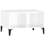 Coffee Table High Gloss White 60x50x36.5 cm Engineered Wood - Front View