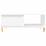 Coffee Table White 90x50x36.5 cm Engineered Wood - 45-Degree Angle