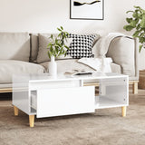 Coffee Table High Gloss White 90x50x36.5 cm Engineered Wood - Side View