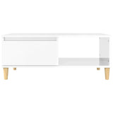 Coffee Table High Gloss White 90x50x36.5 cm Engineered Wood - 45-Degree Angle