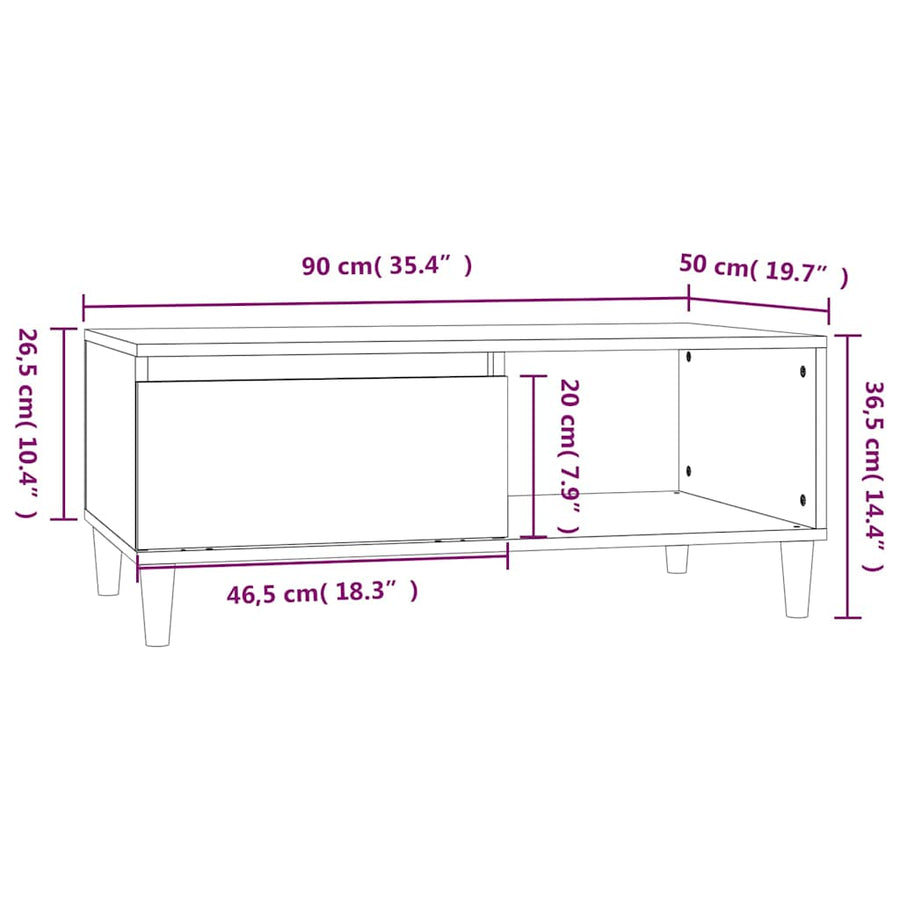 Coffee Table Sonoma Oak 90x50x36.5 cm Engineered Wood