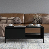 Coffee Table Black 90x50x36.5 cm Engineered Wood - Side View