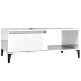 Coffee Table High Gloss White 90x50x36.5 cm Engineered Wood - Front View
