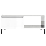Coffee Table High Gloss White 90x50x36.5 cm Engineered Wood - 45-Degree Angle
