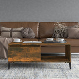 Coffee Table Smoked Oak 90x50x36.5 cm Engineered Wood - Side View