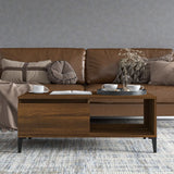 Coffee Table Brown Oak 90x50x36.5 cm Engineered Wood - Side View