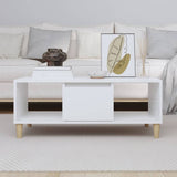 Coffee Table White 90x50x36.5 cm Engineered Wood - Side View