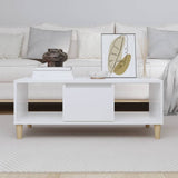 Coffee Table High Gloss White 90x50x36.5 cm Engineered Wood - Side View