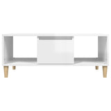 Coffee Table High Gloss White 90x50x36.5 cm Engineered Wood - Close-Up Angle
