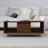 Coffee Table Brown Oak 90x50x36.5 cm Engineered Wood - Side View
