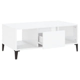 Coffee Table High Gloss White 90x50x36.5 cm Engineered Wood - Rear View