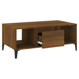 Coffee Table Brown Oak 90x50x36.5 cm Engineered Wood - Rear View