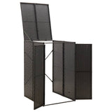 Single Wheelie Bin Shed Black 70x80x117 cm Poly Rattan - Side View