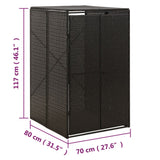 Single Wheelie Bin Shed Black 70x80x117 cm Poly Rattan - Close-Up Angle
