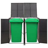 Double Wheelie Bin Shed Black 140x80x117 cm Poly Rattan