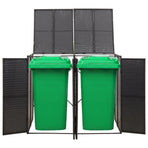 Double Wheelie Bin Shed Black 140x80x117 cm Poly Rattan