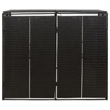 Double Wheelie Bin Shed Black 140x80x117 cm Poly Rattan - Side View