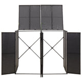 Double Wheelie Bin Shed Black 140x80x117 cm Poly Rattan - Top-Down View