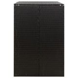 Double Wheelie Bin Shed Black 140x80x117 cm Poly Rattan - 45-Degree Angle
