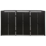 Triple Wheelie Bin Shed Black 207x80x117 cm Poly Rattan
