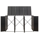 Triple Wheelie Bin Shed Black 207x80x117 cm Poly Rattan