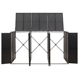 Triple Wheelie Bin Shed Black 207x80x117 cm Poly Rattan - Top-Down View