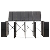 Quadruple Wheelie Bin Shed Black 274x80x117 cm Poly Rattan - Side View