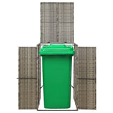 Single Wheelie Bin Shed Grey 70x80x117 cm Poly Rattan - Front View