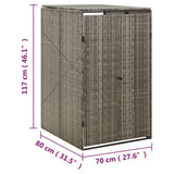Single Wheelie Bin Shed Grey 70x80x117 cm Poly Rattan - Close-Up Angle