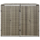 Double Wheelie Bin Shed Grey 140x80x117 cm Poly Rattan
