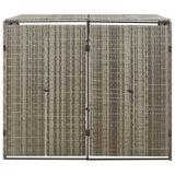 Double Wheelie Bin Shed Grey 140x80x117 cm Poly Rattan - Top-Down View