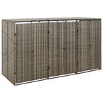 Triple Wheelie Bin Shed Grey 207x80x117 cm Poly Rattan