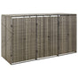 Triple Wheelie Bin Shed Grey 207x80x117 cm Poly Rattan