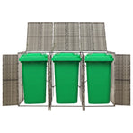 Triple Wheelie Bin Shed Grey 207x80x117 cm Poly Rattan