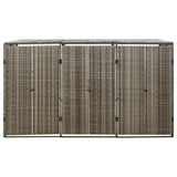 Triple Wheelie Bin Shed Grey 207x80x117 cm Poly Rattan