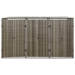 Triple Wheelie Bin Shed Grey 207x80x117 cm Poly Rattan