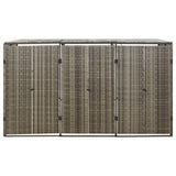 Triple Wheelie Bin Shed Grey 207x80x117 cm Poly Rattan - Top-Down View