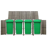 Quadruple Wheelie Bin Shed Grey 274x80x117 cm Poly Rattan