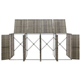 Quadruple Wheelie Bin Shed Grey 274x80x117 cm Poly Rattan - Side View