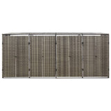 Quadruple Wheelie Bin Shed Grey 274x80x117 cm Poly Rattan - Top-Down View