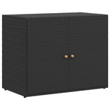 Garden Storage Cabinet Black 100x55.5x80 cm Poly Rattan - Front View
