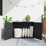 Garden Storage Cabinet Black 100x55.5x80 cm Poly Rattan - Side View